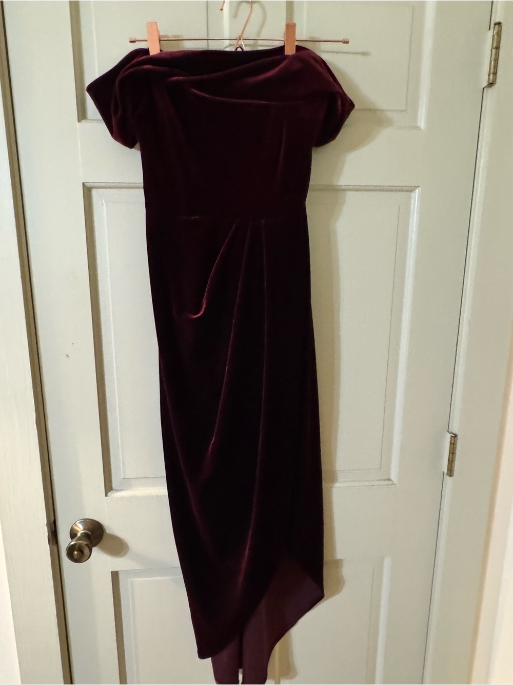 BHLDN Fawn Velvet Dress off shoulder in Deep Wine